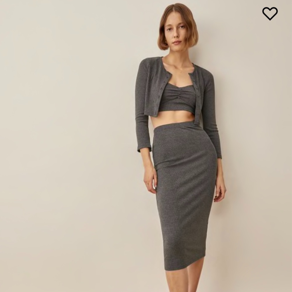 Reformation Niko Knitted Two Piece Set - Iron